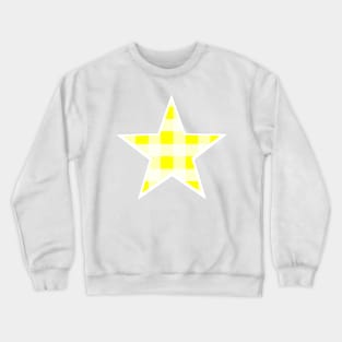 Yellow and White Buffalo Plaid Star Crewneck Sweatshirt